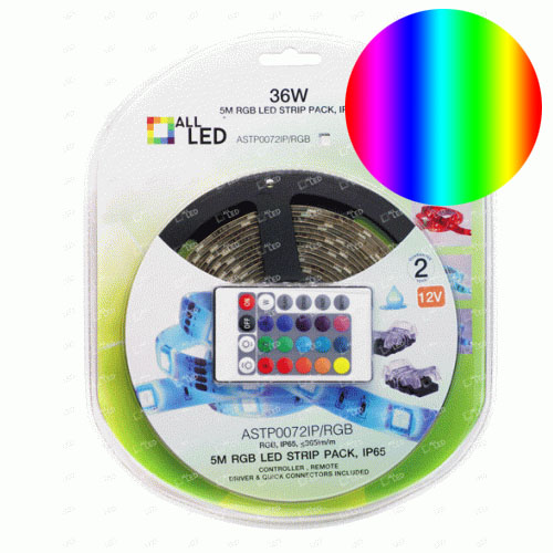 ALLLED 5M PACK LED STRIP 7.2W/M RGB + REMOTE CONTROL