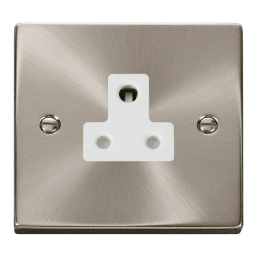 Click Deco 5A Round Pin Socket White Victorian Sat Chrome