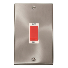 Click Deco 2 Gang 45A DP Switch White Victorian Sat Chrome