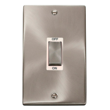 Click Deco Ingot 2 Gang 45A DP Switch White Victorian Sat Chrome