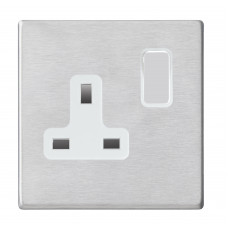 Hamilton Hartland G2 Stainless Steel 1 Gang 13A DP Switched Socket with white Insert