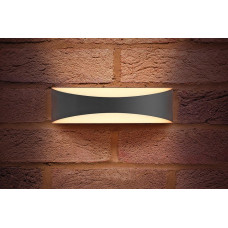 Integral LED Outdoor Wave Wall Light 7W, Dark Grey, Warm White