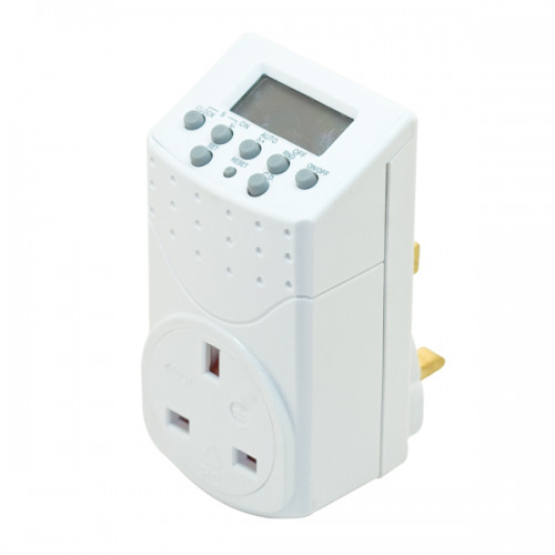 7 Day Plug-In Digital Timer with 13 Amp Socket & LCD Screen