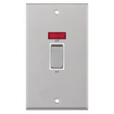 Selectric 7M-Pro Satin Chrome 2 Gang 45A DP Switch with Neon and White Insert 7MPRO-118