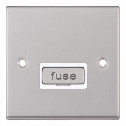 Selectric 7M-Pro Satin Chrome 13A Fused Connection Unit with White Insert 7MPRO-127