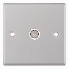 Selectric 7M-Pro Satin Chrome 1 Gang TV Socket with White Insert 7MPRO-133