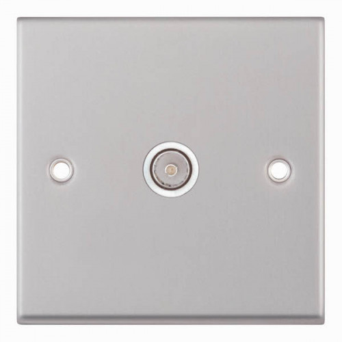 Selectric 7M-Pro Satin Chrome 1 Gang TV Socket with White Insert 7MPRO-133