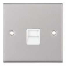 Selectric 7M-Pro Satin Chrome 1 Gang Telephone Master Socket with White Insert 7MPRO-138