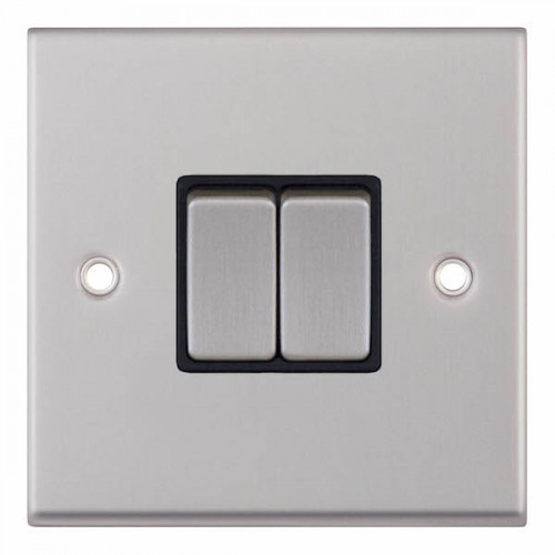 Selectric 7M-Pro Satin Chrome 2 Gang 10A 2 Way Switch with Black Insert 7MPRO-202