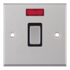 Selectric 7M-Pro Satin Chrome 1 Gang 20A DP Switch with Neon and Black Insert 7MPRO-216