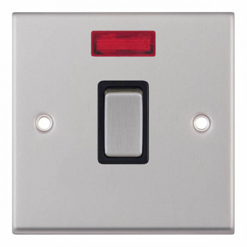 Selectric 7M-Pro Satin Chrome 1 Gang 20A DP Switch with Neon and Black Insert 7MPRO-216