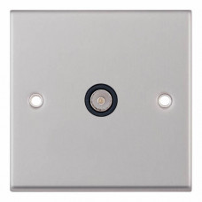 Selectric 7M-Pro Satin Chrome 1 Gang TV Socket with Black Insert 7MPRO-233