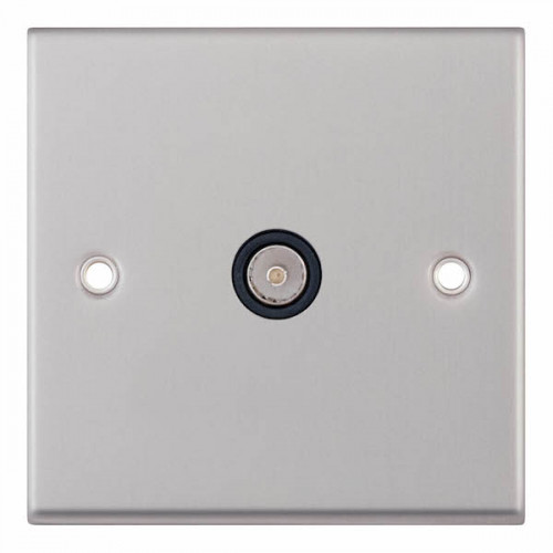 Selectric 7M-Pro Satin Chrome 1 Gang TV Socket with Black Insert 7MPRO-233