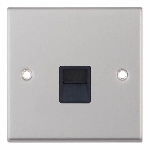 Selectric 7M-Pro Satin Chrome 1 Gang Telephone Master Socket with Black Insert 7MPRO-238