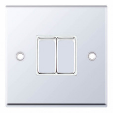 Selectric 7M-Pro Polished Chrome 2 Gang 10A 2 Way Switch with White Insert 7MPRO-302