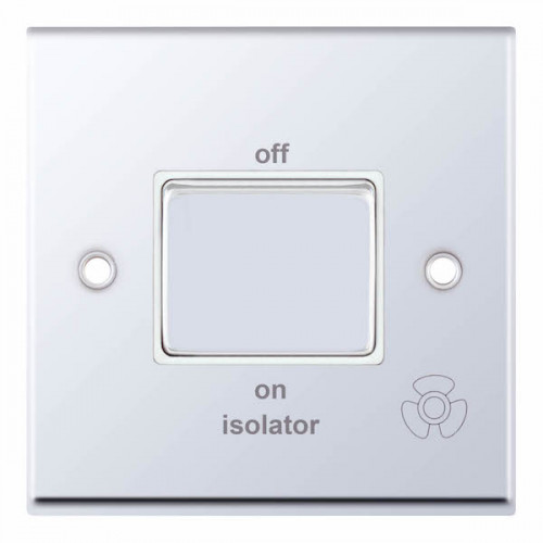 Selectric 7M-Pro Polished Chrome 1 Gang 10A 3 Pole Fan Isolator Switch with White Insert 7MPRO-308