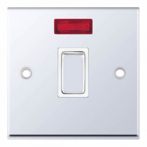Selectric 7M-Pro Polished Chrome 1 Gang 20A DP Switch with Neon and White Insert 7MPRO-316