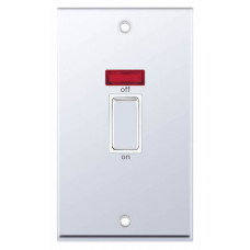Selectric 7M-Pro Polished Chrome 2 Gang 45A DP Switch with Neon and White Insert 7MPRO-318