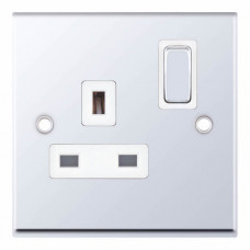 Selectric 7M-Pro Polished Chrome 1 Gang 13A DP Switched Socket with White Insert 7MPRO-321