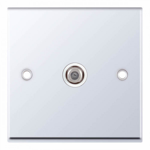 Selectric 7M-Pro Polished Chrome 1 Gang Satellite Socket with White Insert 7MPRO-335