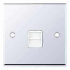 Selectric 7M-Pro Polished Chrome 1 Gang Telephone Master Socket with White Insert 7MPRO-338