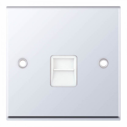 Selectric 7M-Pro Polished Chrome 1 Gang Telephone Secondary Socket with White Insert 7MPRO-339