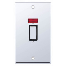 Selectric 7M-Pro Polished Chrome 2 Gang 45A DP Switch with Neon and Black Insert 7MPRO-518