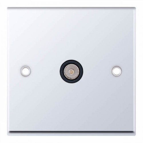 Selectric 7M-Pro Polished Chrome 1 Gang TV Socket with Black Insert 7MPRO-533