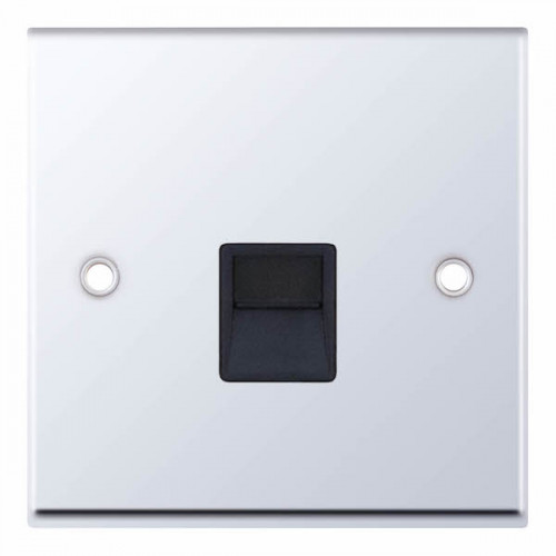 Selectric 7M-Pro Polished Chrome 1 Gang Telephone Master Socket with Black Insert 7MPRO-538