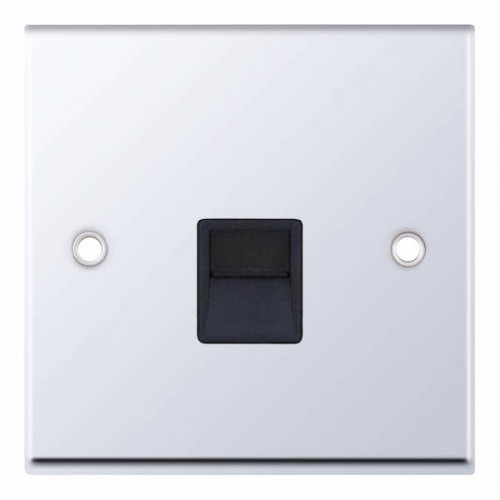 Selectric 7M-Pro Polished Chrome 1 Gang Telephone Secondary Socket with Black Insert 7MPRO-539