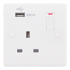 Selectric Smooth 1 Gang 13A Switched Socket with USB Outlet SSL579