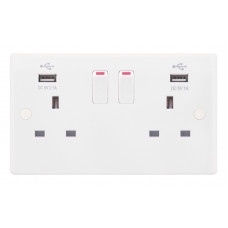 Selectric Smooth 2 Gang 13A Switched Socket with USB Outlet SSL581