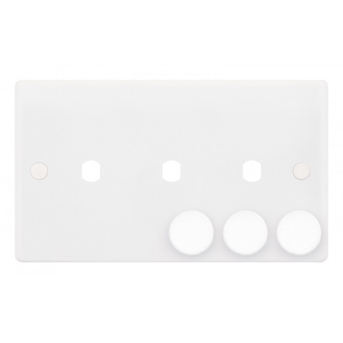 Selectric Smooth 2 Gang Triple Aperture Dimmer Plate with Matching Knobs SSL592