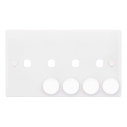 Selectric Smooth 2 Gang Quad Aperture Dimmer Plate with Matching Knobs SSL593